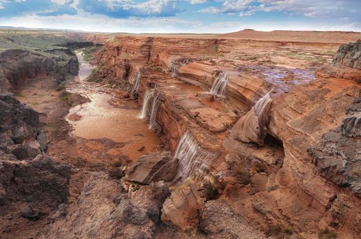 Grand Falls, also known as Chocolate Falls along Little Colorado River in Apache County, Arizona, U.S.A.