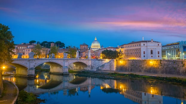 St Peter Cathedral in Rome, Italy with beautiful sunset