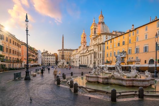 Piazza Navona in Rome  Italy at sunrise