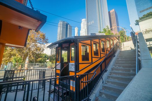 LOS ANGELES - OCTOBER 28, 2019: Angels Flight in Downtown LA, USA. The funicular dates from 1901.