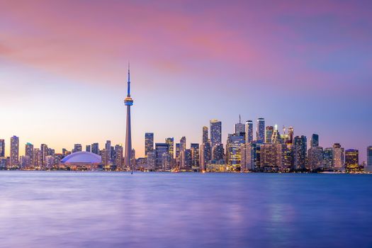 Toronto city Skyline at  sunset in Ontario, Canada