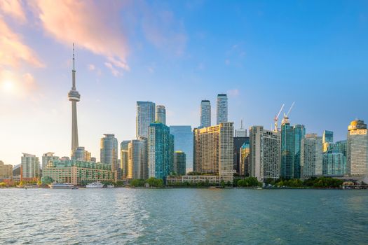 Toronto city Skyline at  sunset in Ontario, Canada