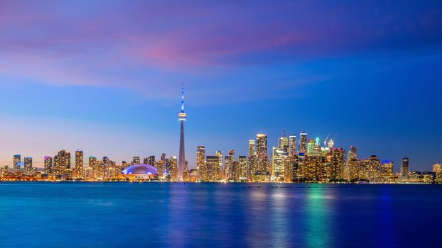 Toronto city Skyline at  sunset in Ontario, Canada