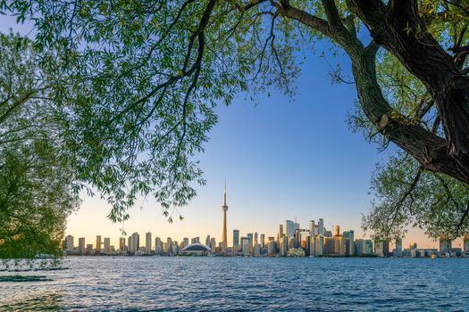 Toronto city Skyline at  sunset in Ontario, Canada