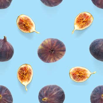 Seamless pattern with ripe figs. Tropical abstract background. Figs on the white background. Seamless pattern for print, textile, wallpapers, design templates.