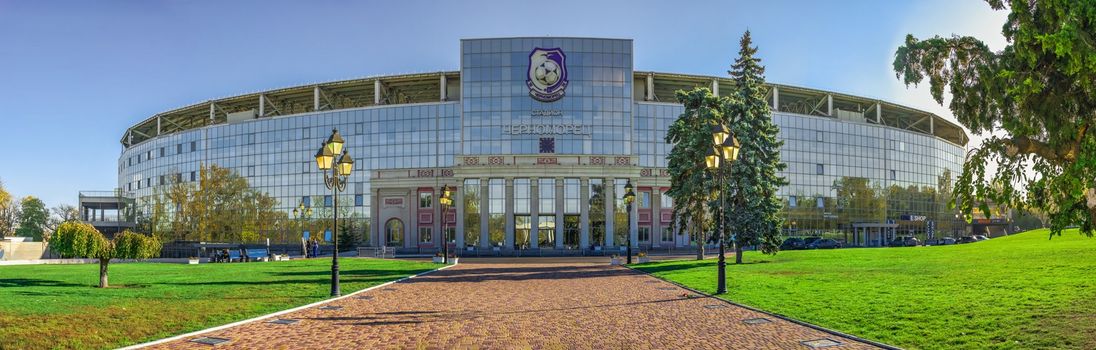 Odessa, Ukraine 11.05.2019.  Chernomorets football club stadium in Odessa, Ukraine, on a sunny autumn day