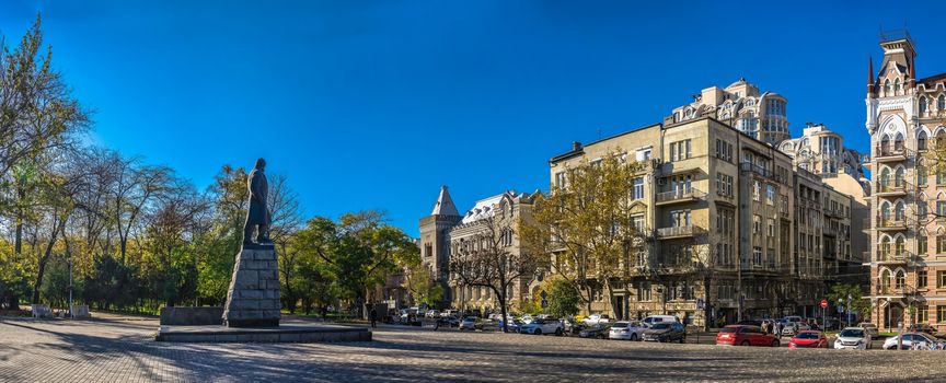 Odessa, Ukraine 11.05.2019.  Monument to Taras Shevchenko in Odessa, Ukraine, on a sunny autumn day