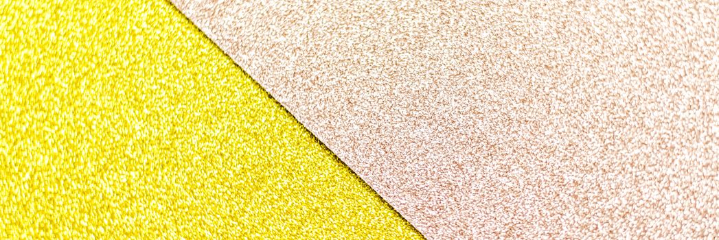 Blush pink and yellow shiny glitter paper background, abstract and holiday backdrops