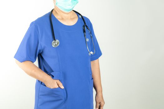 senior doctor or physician with stethoscope in the hospital. Concept Of Medical Technology and Healthcare Business