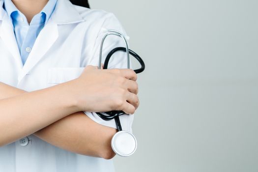 female doctor or physician in the hospital. Concept Of Medical Technology and Healthcare Business