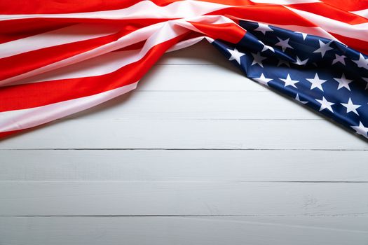 USA Memorial day and Independence day concept, United States of America flag on wooden background