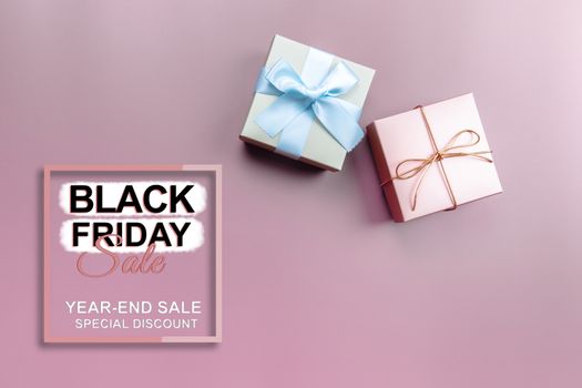 black friday sale, gift box on pink background for special day