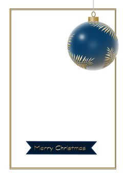 Hanging Christmas ball made of gold leaves with red lantern with gold ornament on white background. Minimalist greeting 2021 New Year card. Happy New Year text. 3D illustration