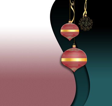 Christmas 2021 New Year background with shining chinese style red gold balls, serpantine on red pink green background. Place for text. 3D Illustration.