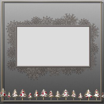 New Year, Christmas card invitation on grey black background. Mock up, copy space. 3D illustration