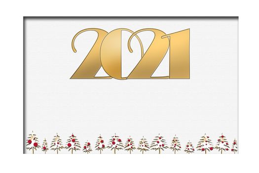2021, Classy 2021 Happy New Year background. Golden wjote design for New Year 2021 greeting cards, copy space, business card. 3D illustration
