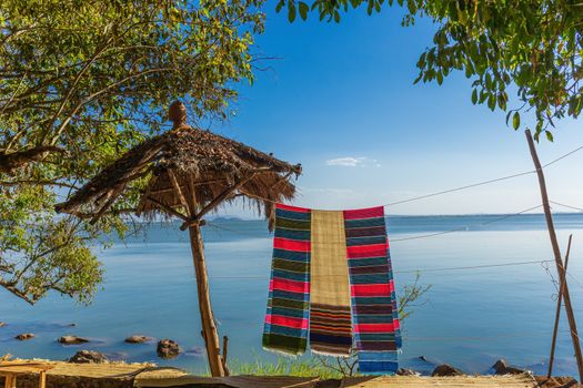 Beach in Ethiopia with colorful towel
