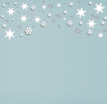 Stylish beautiful snowflakes design for winter. Abstract Snowflakes on pastel background. Greeting Christmas card. Banner, copy space.. 3D illustration.