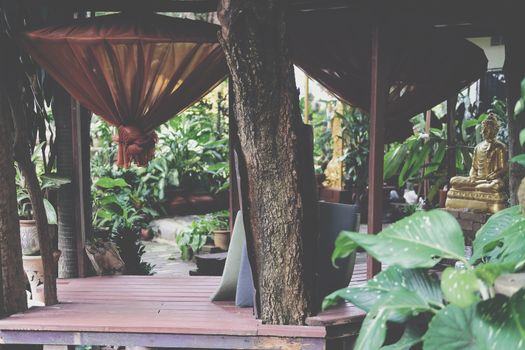 mosquito meditation net for meditating in garden