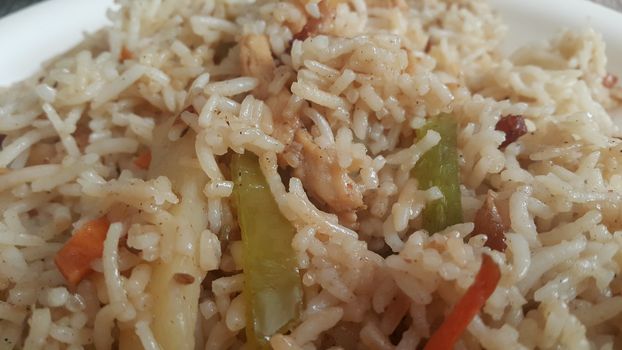 Basmati Rice Pulao or pulav with chana, or vegetable rice using chana also known as chana pulao