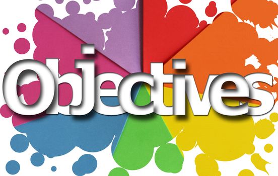 Word Objectives on colorful background of splash of colour, business concept