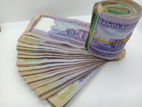 bangladeshi bank note on white background