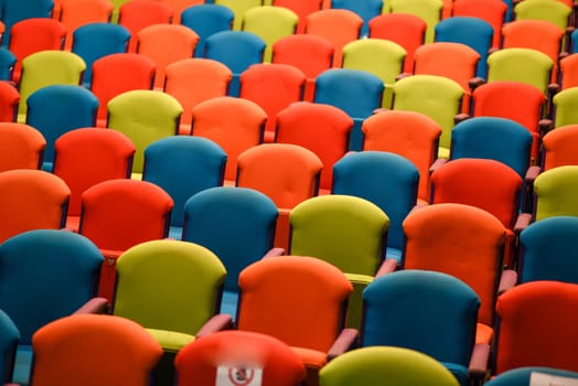 Close up shot of empty seats in auditorium