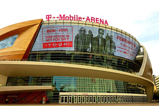 Las Vegas,NV/USA - Oct 29,2017 : Exterior view of the T Mobile Arena in Las Vegas. It is the home of the Golden Knights ice hockey team.