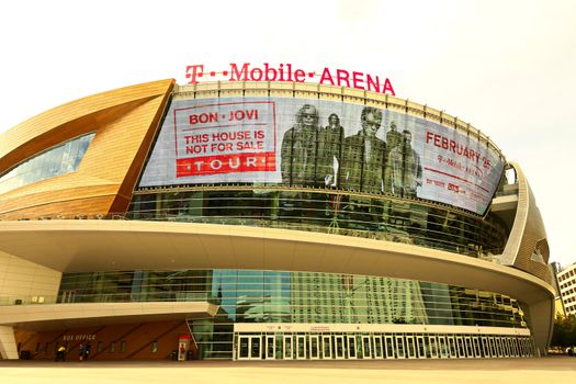 Las Vegas,NV/USA - Oct 29,2017 : Exterior view of the T Mobile Arena in Las Vegas. It is the home of the Golden Knights ice hockey team.