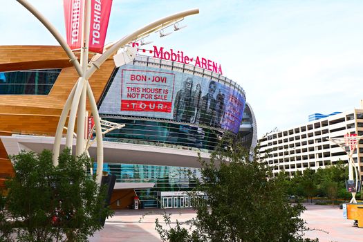 Las Vegas,NV/USA - Oct 29,2017 : Exterior view of the T Mobile Arena in Las Vegas. It is the home of the Golden Knights ice hockey team.