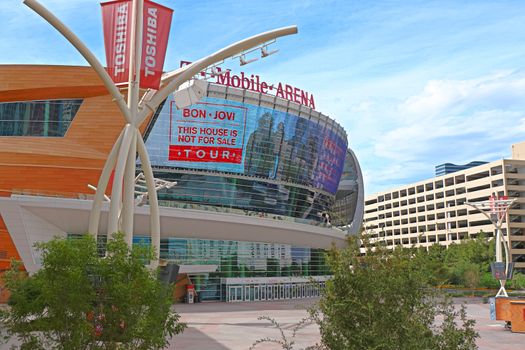 Las Vegas,NV/USA - Oct 29,2017 : Exterior view of the T Mobile Arena in Las Vegas. It is the home of the Golden Knights ice hockey team.