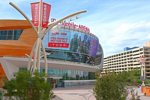 Las Vegas,NV/USA - Oct 29,2017 : Exterior view of the T Mobile Arena in Las Vegas. It is the home of the Golden Knights ice hockey team.