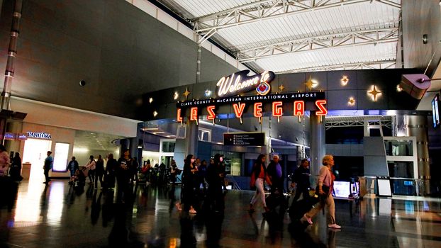 LAS VEGAS, NV/USA - 07 OCT 2017 - Interior of Terminal D at McCarran International Airport (LAS), located south of the Las Vegas strip, is the main airport in Nevada.