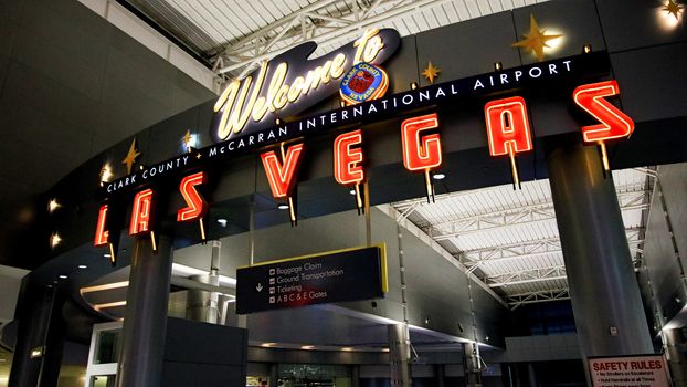 LAS VEGAS, NV/USA - 07 OCT 2017 - Interior of Terminal D at McCarran International Airport (LAS), located south of the Las Vegas strip, is the main airport in Nevada.