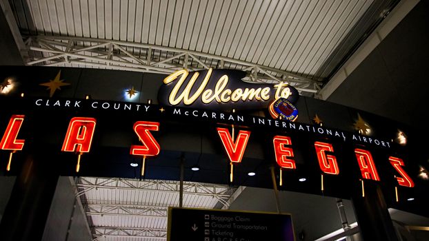 LAS VEGAS, NV/USA - 07 OCT 2017 - Interior of Terminal D at McCarran International Airport (LAS), located south of the Las Vegas strip, is the main airport in Nevada.