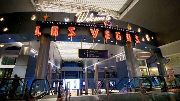 LAS VEGAS, NV/USA - 07 OCT 2017 - Interior of Terminal D at McCarran International Airport (LAS), located south of the Las Vegas strip, is the main airport in Nevada.