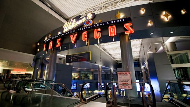 LAS VEGAS, NV/USA - 07 OCT 2017 - Interior of Terminal D at McCarran International Airport (LAS), located south of the Las Vegas strip, is the main airport in Nevada.