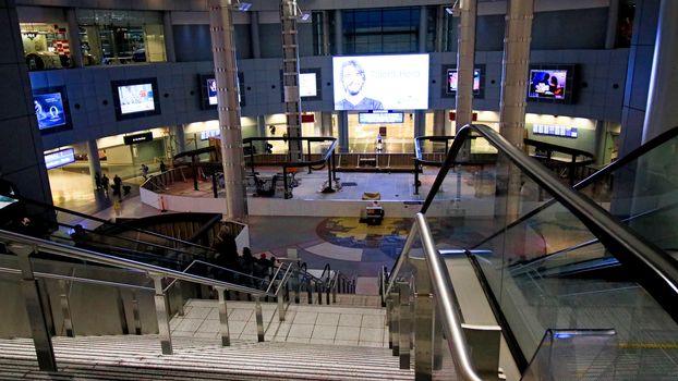 LAS VEGAS, NV/USA - 07 OCT 2017 - Interior of Terminal D at McCarran International Airport (LAS), located south of the Las Vegas strip, is the main airport in Nevada.