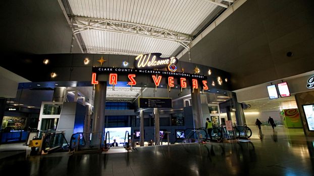 LAS VEGAS, NV/USA - 07 OCT 2017 - Interior of Terminal D at McCarran International Airport (LAS), located south of the Las Vegas strip, is the main airport in Nevada.