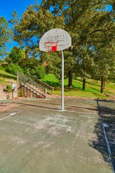 Old abandoned basketball coourt at Kenlake State Resort Park, Kentucky.