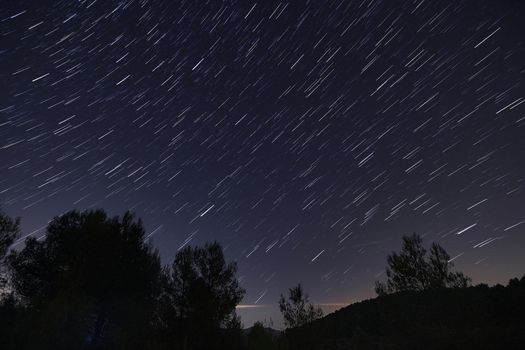 Circumpolar in the mount a summer night, darkness, star trail, celestial equator