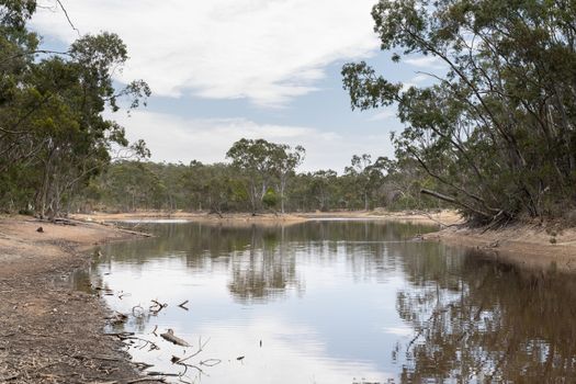 Drought affected water reservoir in outback Australia