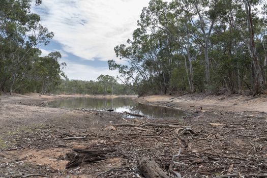 Drought affected water reservoir in outback Australia