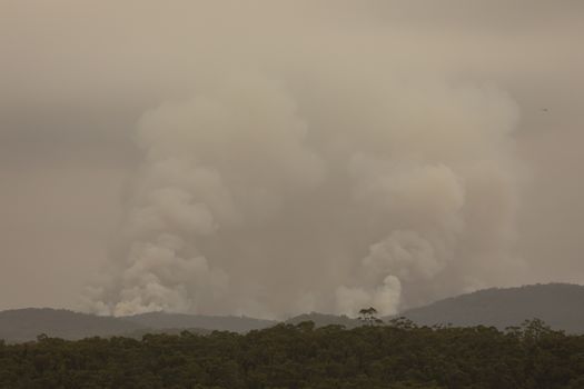 Fire fighting helicopter in a large bushfire in The Blue Mountains in Australia