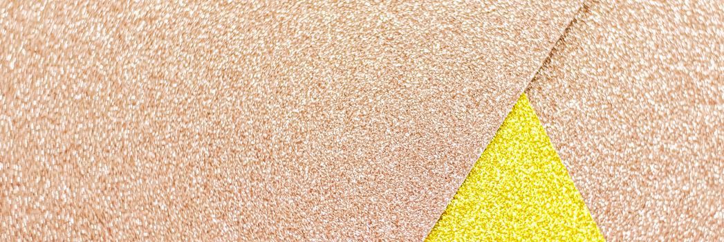 Blush pink and yellow shiny glitter paper background, abstract and holiday backdrops