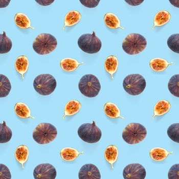 Seamless pattern with ripe figs. Tropical abstract background. Figs on the white background. Seamless pattern for print, textile, wallpapers, design templates.