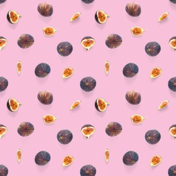 Seamless pattern with ripe figs. Tropical abstract background. Figs on the white background. Seamless pattern for print, textile, wallpapers, design templates.