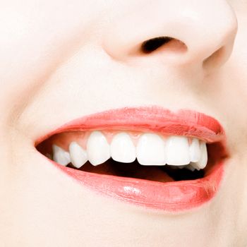 Perfect smile and healthy white natural teeth, happy smiling for dental and beauty ads