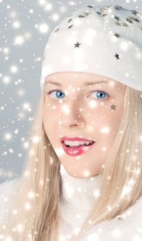 Young woman celebrating Christmas time, happy smiles