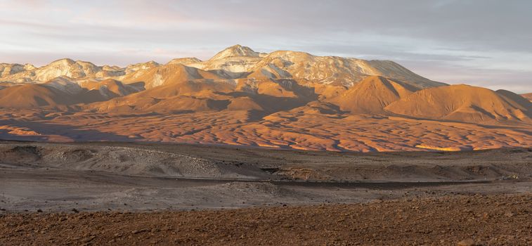 Sunset at Moon Valley Valle de la luna near San Pedro de Atacama in Chile.